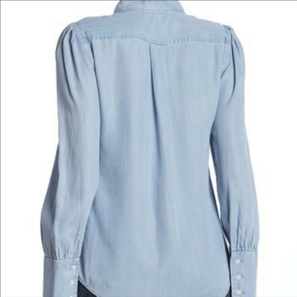 FRAME Scallop Trim Denim Shirt - Picture 4 of 10
